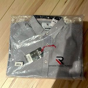 International Report Men's Blue Short Sleeve Button Down Shirt Size XL